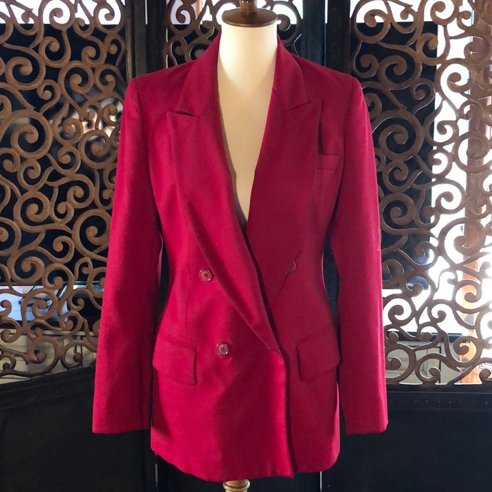 Red, 100% wool, fully lined.